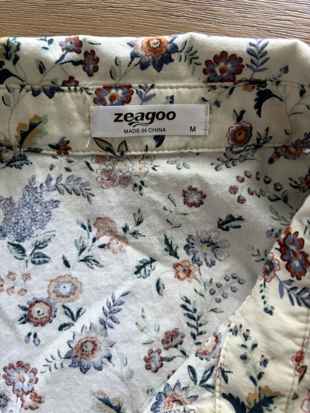 zeagoo Cream Floral Short-Sleeve Button-Down Shirt Dress - Picture 7 of 8